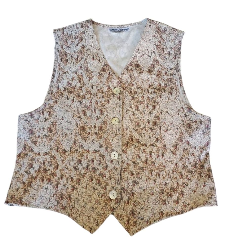 JOAN WALTERS Vintage Vest Size Large Flower Print 90s Bohemian Y2K